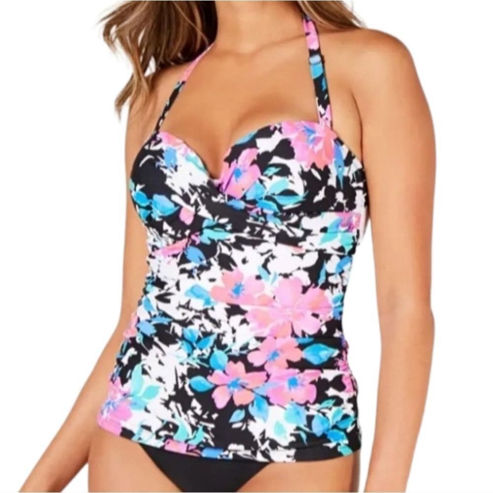Island‎ Scape Fiji Printed Bandini Underwire Bandeau Tankini Top Size 8